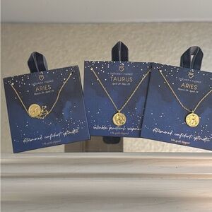 3 pc Gold Zodiac Necklace